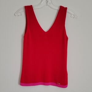 Ted Baker Women's Aljezur Contrast-Hem Knit Tank in Red- Size 2